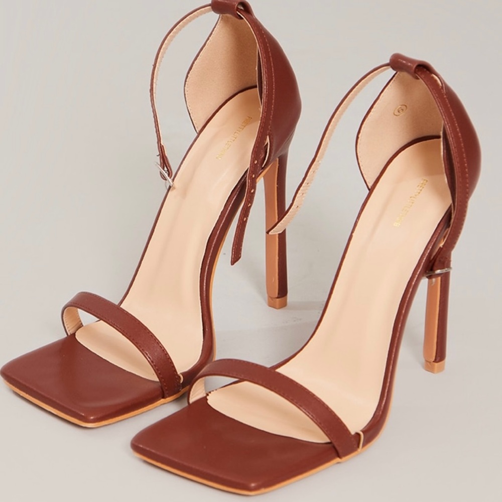 Chocolate Clover Barely There Strappy Squared Toe Heeled Sandals